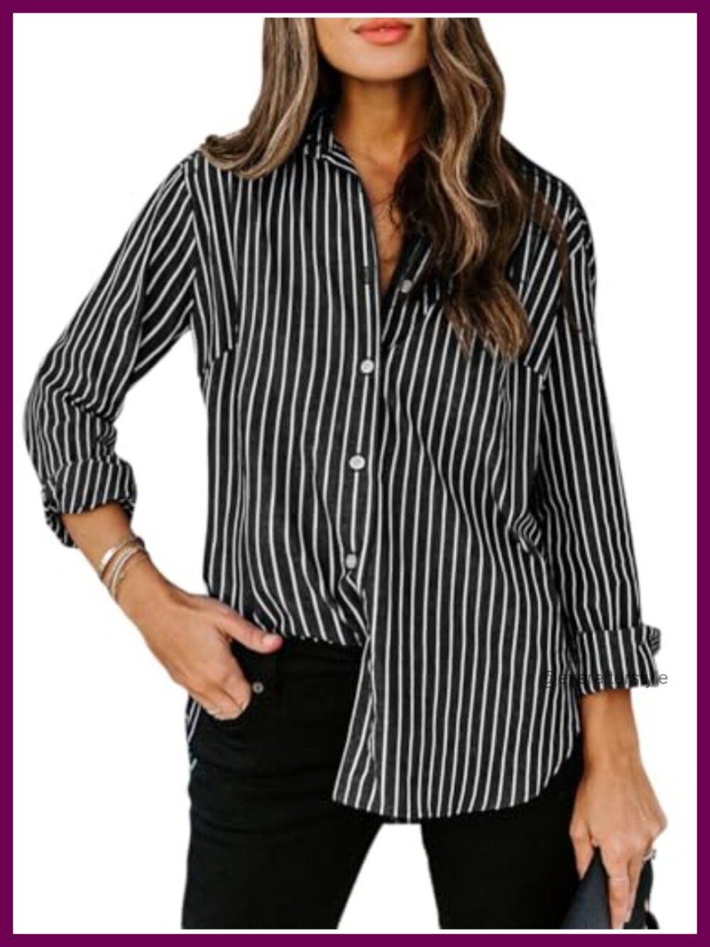 Women's Cotton Button Down Shirt Long Sleeve Collared Work Blouse